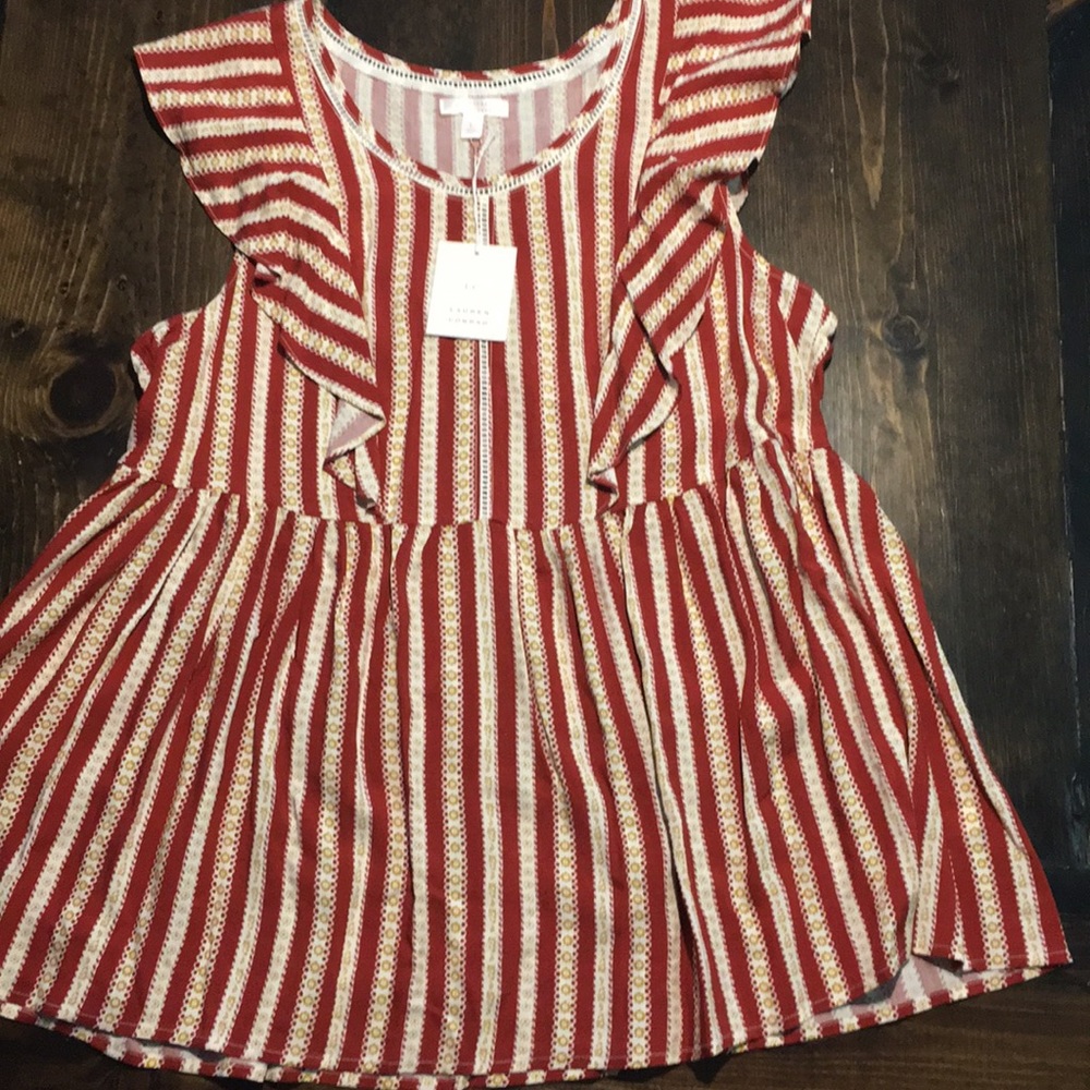 Striped ruffle sleeve Lauren Conrad Top